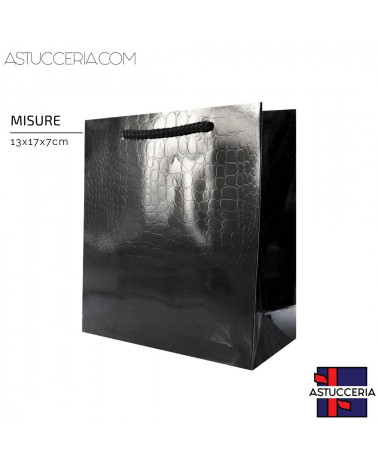 Busta Shopper Di Carta Linea CROCCO 13x17x7cm 12 pezzi Nero