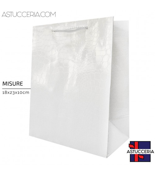 Busta Shopper Di Carta Linea CROCCO 18x23x10cm 12 pezzi Bianco