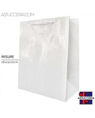 Busta Shopper Di Carta Linea CROCCO 18x23x10cm 12 pezzi Bianco