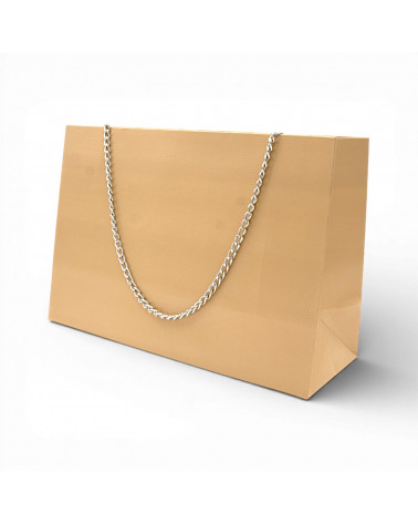 Busta Shopper Di Carta Con Catena Linea GINEVRA 22x15x8cm 12 pezzi Oro + Argento