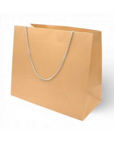 Busta Shopper Di Carta Con Catena Linea GINEVRA 26x22x12,5cm 12 pezzi Oro + Argento