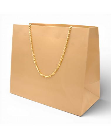 Busta Shopper Di Carta Con Catena Linea GINEVRA 26x22x12,5cm 12 pezzi Oro + Oro