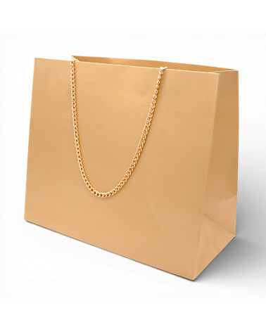 Busta Shopper Di Carta Con Catena Linea GINEVRA 26x22x12,5cm 12 pezzi Oro + Rosè
