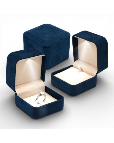 Astucci Per Gioielli Con Luce Linea LATINA  70x70x55mm Multiuso 6 pezzi Suede Blu