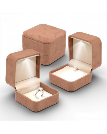 Astucci Per Gioielli Con Luce Linea LATINA  70x70x55mm Multiuso 6 pezzi Suede Tortora