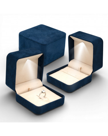 Astucci Per Gioielli Con Luce Linea LATINA  95x95x65mm Collana 6 pezzi Suede Blu