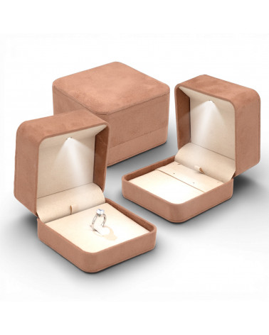 Astucci Per Gioielli Con Luce Linea LATINA  95x95x65mm Collana 6 pezzi Suede Tortora