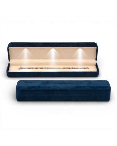 Astucci Per Gioielli Con Luce Linea LATINA 240x55x40mm Bracciale 4 pezzi Suede Blu