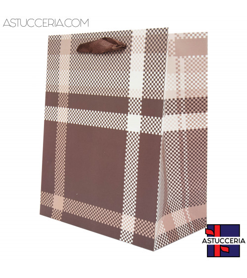 Busta Shopper Di Carta Linea DUBLINO 26x32x12cm 12 pezzi Marrone