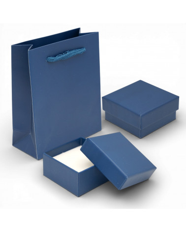 Astuccio In Cartoncino Linea MESSINA  70x70x40mm 24 pezzi + Shopper Blu Navy