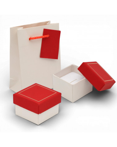 Astuccio In Cartoncino Linea COMO 50x50x35mm 24 pezzi Shopper Abbinata Rosso