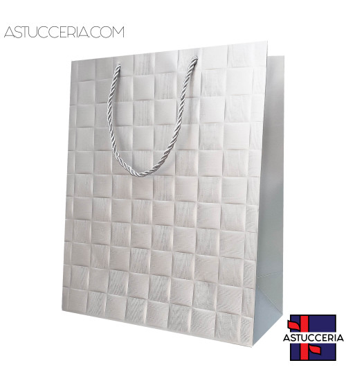 Busta Shopper Di Carta Linea LONDRA 26x32x12cm 12 pezzi Argento