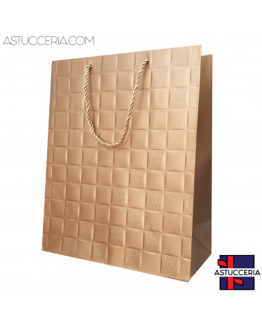 Busta Shopper Di Carta Linea LONDRA 26x32x12cm 12 pezzi Bronzo (Seconda Scelta)