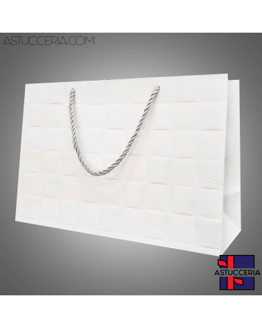 Busta Shopper Di Carta Linea LONDRA 27x18x10cm 240 pezzi Bianco LOTTO STOCK (Seconda Scelta)