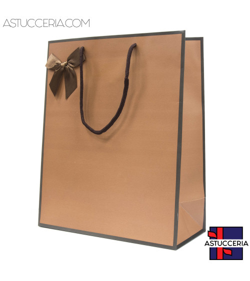 Busta Shopper Di Carta Linea NIZZA 26x32x12cm 12 pezzi Marrone