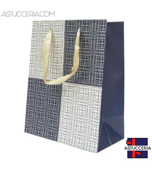Busta Shopper Di Carta Linea PORTO 18x23x10cm 12 pezzi Scacchi