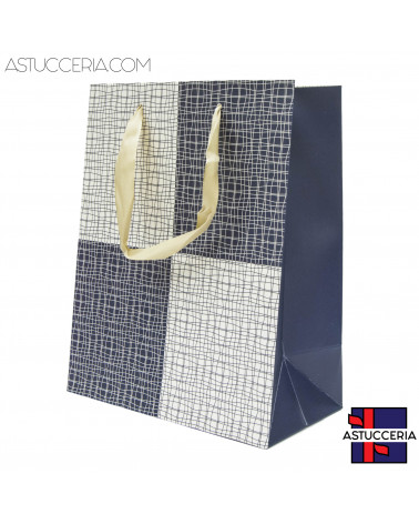 Busta Shopper Di Carta Linea PORTO 18x23x10cm 12 pezzi Scacchi