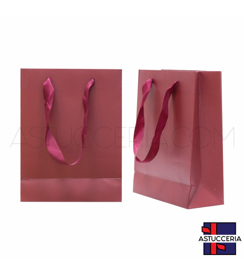 Busta Shopper Di Carta SAFFIANO 14x18x6cm 12 pezzi Rosso