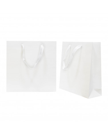 Busta Shopper Di Carta SAFFIANO 23x23x7cm 12 pezzi Bianco