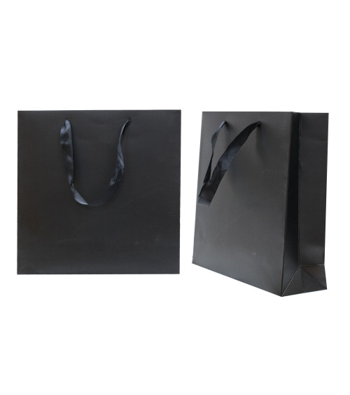 Busta Shopper Di Carta SAFFIANO 23x23x7cm 12 pezzi Nero