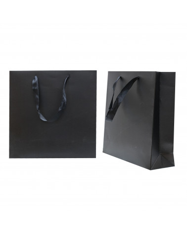 Busta Shopper Di Carta SAFFIANO 23x23x7cm 12 pezzi Nero