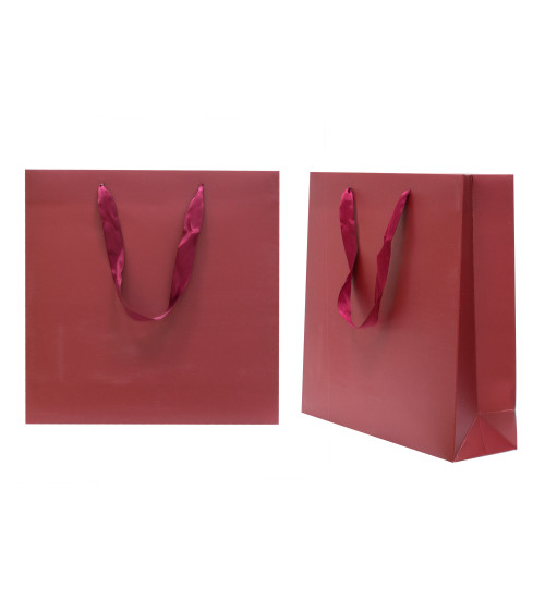 Busta Shopper Di Carta SAFFIANO 23x23x7cm 12 pezzi Rosso