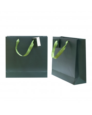 Busta Shopper Di Carta SAFFIANO 23x23x7cm 12 pezzi Verde