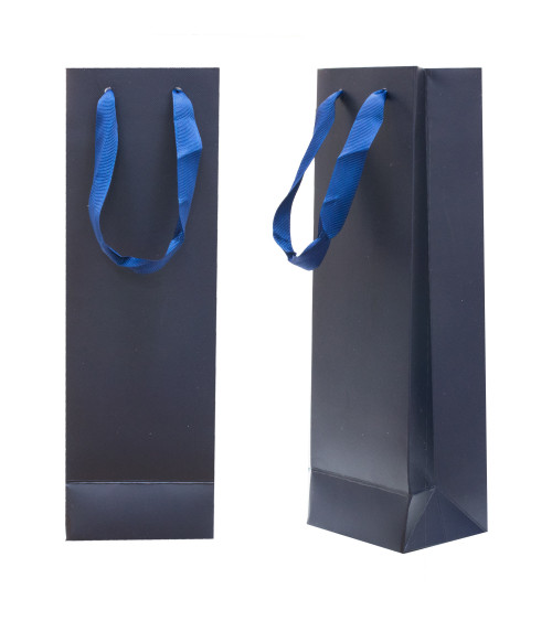 Busta Shopper Di Carta SAFFIANO 9x28x7cm 12 pezzi Blu