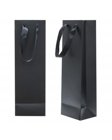 Busta Shopper Di Carta SAFFIANO 9x28x7cm 12 pezzi Nero