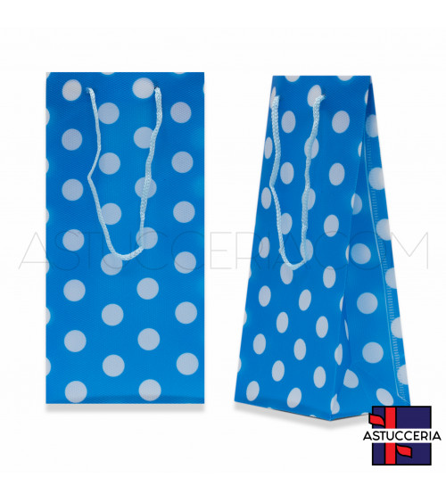 Busta Shopper In Plastica Pvc Pois 10x20x7cm 12pz Azzurro
