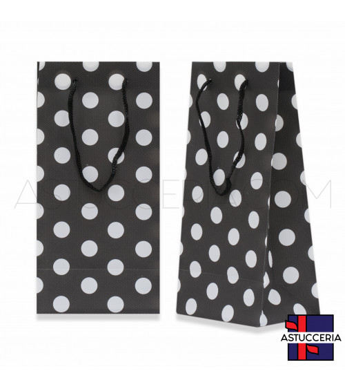 Busta Shopper In Plastica PVC Pois 10x20x7cm 12pz Nero