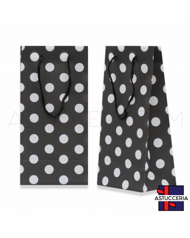 Busta Shopper In Plastica Pvc Pois 10x20x7cm 12pz Nero