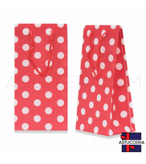 Busta Shopper In Plastica Pvc Pois 10x20x7cm 12pz Rosso