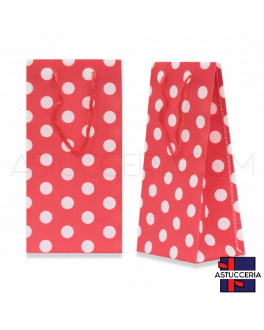 Busta Shopper In Plastica Pvc Pois 10x20x7cm 12pz Rosso