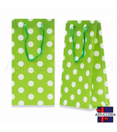 Busta Shopper In Plastica Pvc Pois 10x20x7cm 12pz Verde