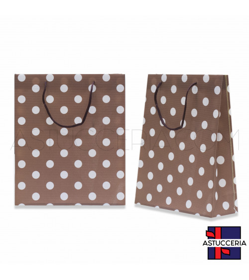 Busta Shopper In Plastica Pvc Pois 23x27x8cm 12pz Marrone
