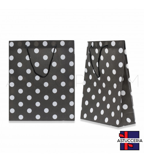 Busta Shopper In Plastica Pvc Pois 23x27x8cm 12pz Nero