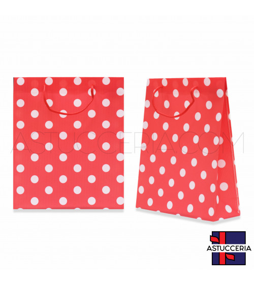 Busta Shopper In Plastica Pvc Pois 23x27x8cm 12pz Rosso