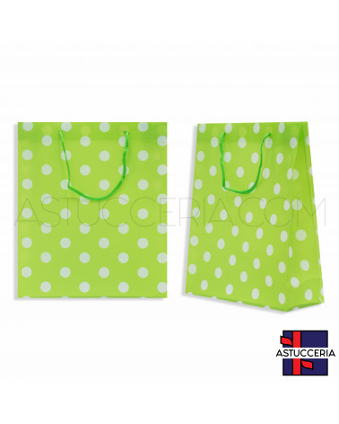 Busta Shopper In Plastica Pvc Pois 23x27x8cm 12pz Verde