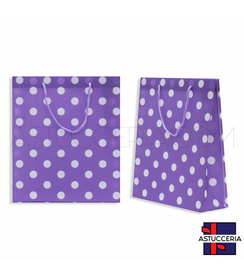 Busta Shopper In Plastica Pvc Pois 23x27x8cm 12pz Viola