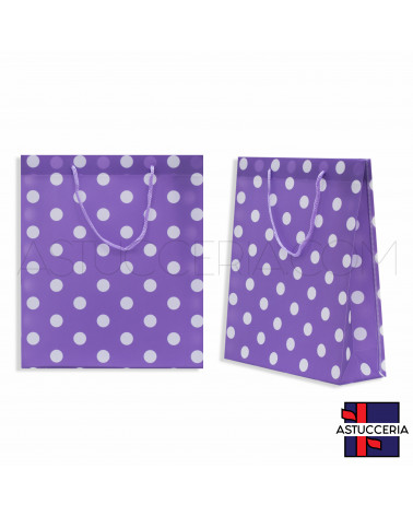 Busta Shopper In Plastica Pvc Pois 23x27x8cm 12pz Viola