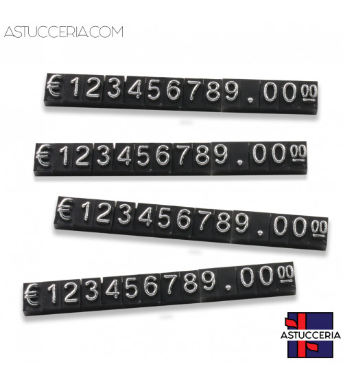 Confezione Targhetta Segna Prezzi Componibile Altezza 5mm 10 Stecche Argento