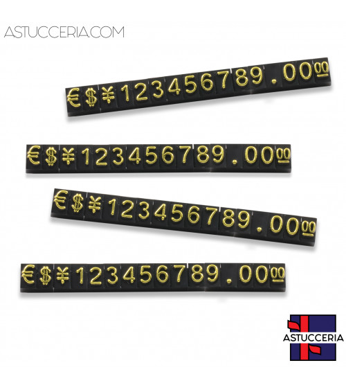 Confezione Targhetta Segna Prezzi Componibile Altezza 5mm 10 Stecche Oro