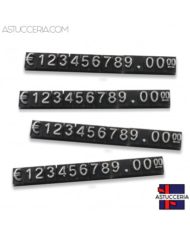 Confezione Targhetta Segna Prezzi Componibile Altezza 6mm 10 Stecche Argento