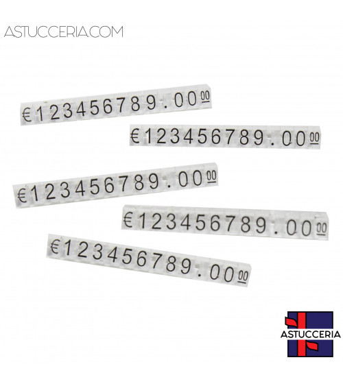 Confezione Targhetta Segna Prezzi Componibile Altezza 6mm 10 Stecche Trasparente