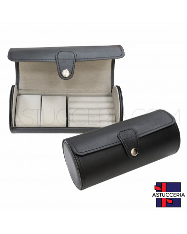 Custodia Per Orologi Custodia Di Similpelle Cilindro 190x90mm 1 pezzo Ecopelle Nero
