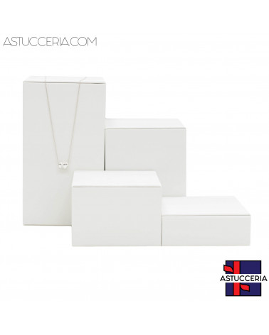 Espositore Multifunzione Per Vetrina Mattoncini 4 pezzi Similpelle Fibra Bianco