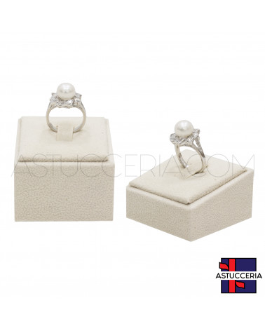 Espositore Per Anelli Cubo Altezza Base 5x5cm Altezza 4cm e 5cm 2 pezzi Microfibra Beige
