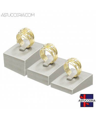 Espositore Per Anelli Linea LUXURY 35x40mm 3 pezzi Similpelle Fibra Argento