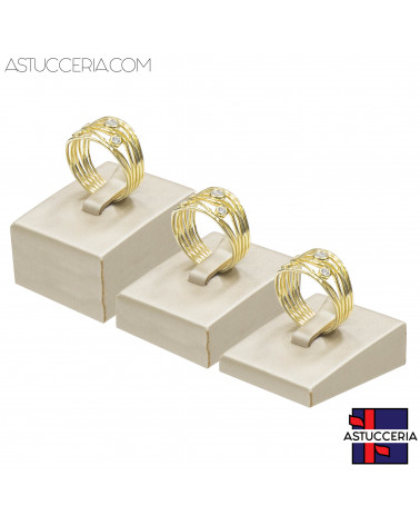 Espositore Per Anelli Linea LUXURY 35x40mm 3 pezzi Similpelle Fibra Beige Oro